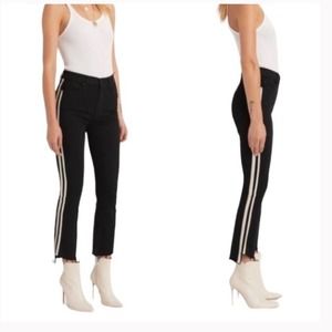 Mother Insider Crop Step Fray Jean In Guilty Racer Black 26